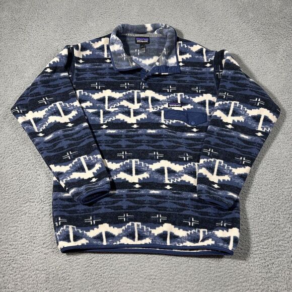 Patagonia Other - Patagonia Synchilla Pullover Mens L Snap-T Blue Aztec Geometric Fleece 25450
